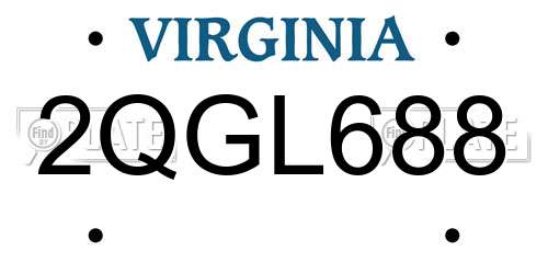 2QGL688 Virginia License Plate