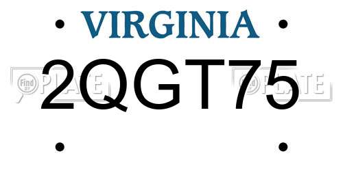 2QGT75 Virginia License Plate