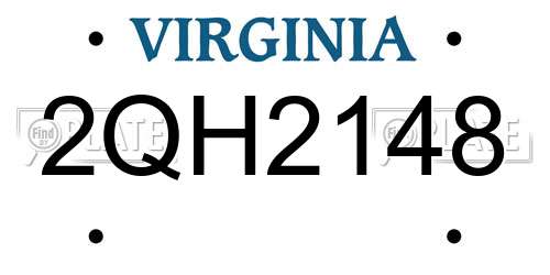 2QH2148 Virginia License Plate