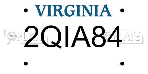 2QIA84 Virginia License Plate
