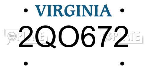 2QO672 Virginia License Plate