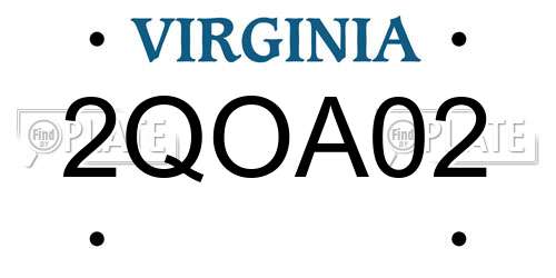 2QOA02 Virginia License Plate