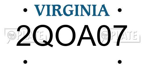 2QOA07 Virginia License Plate