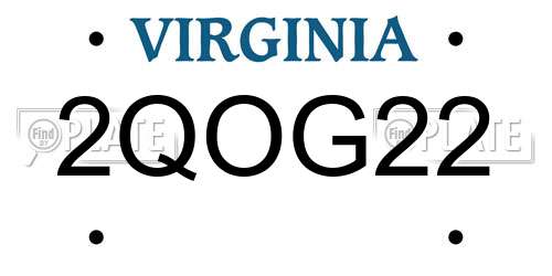 2QOG22 Virginia License Plate