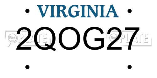 2QOG27 Virginia License Plate