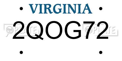 2QOG72 Virginia License Plate