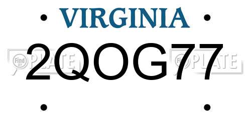 2QOG77 Virginia License Plate