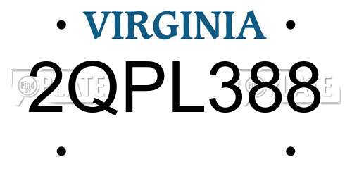 2QPL388 Virginia License Plate