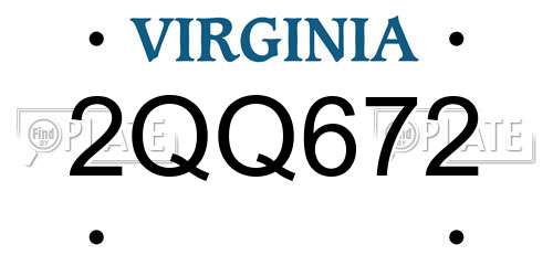 2QQ672 Virginia License Plate