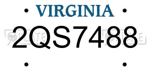 2QS7488 Virginia License Plate