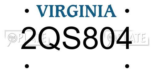 2QS804 Virginia License Plate