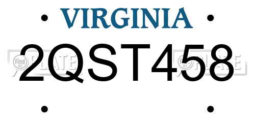 2QST458 Virginia License Plate