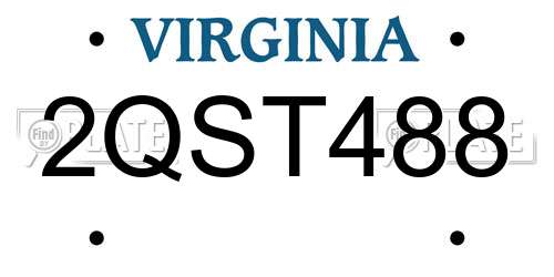 2QST488 Virginia License Plate