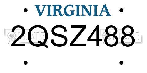 2QSZ488 Virginia License Plate