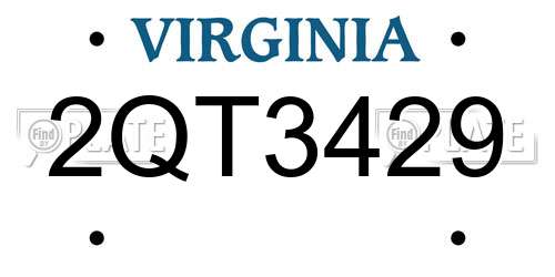 2QT3429 Virginia License Plate