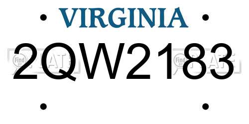 2QW2183 Virginia License Plate