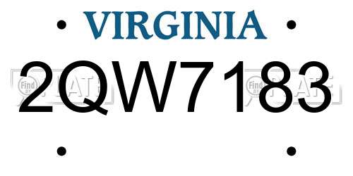 2QW7183 Virginia License Plate