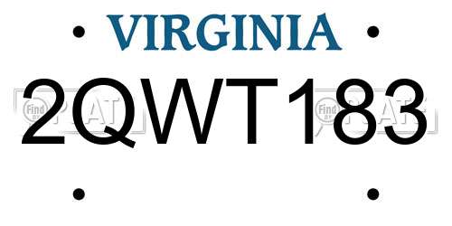 2QWT183 Virginia License Plate