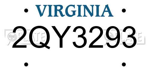 2QY3293 Virginia License Plate