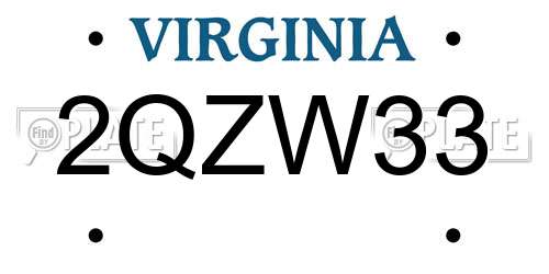 2QZW33 Virginia License Plate