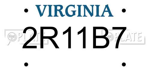 2R11B7 Virginia License Plate