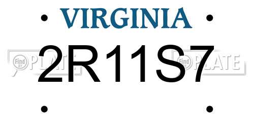 2R11S7 Virginia License Plate