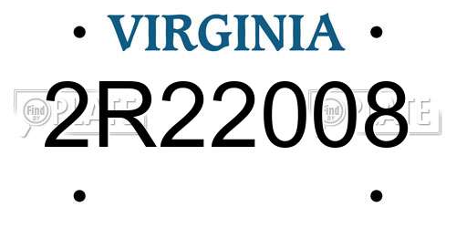 2R22008 Virginia License Plate
