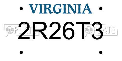 2R26T3 Virginia License Plate
