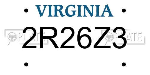 2R26Z3 Virginia License Plate