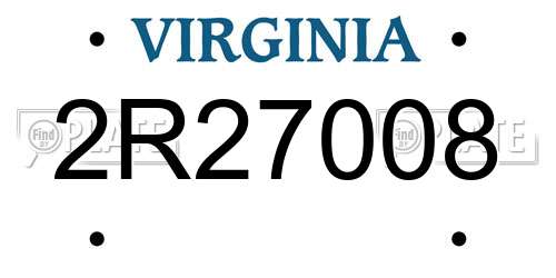 2R27008 Virginia License Plate