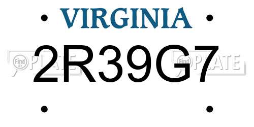 2R39G7 Virginia License Plate