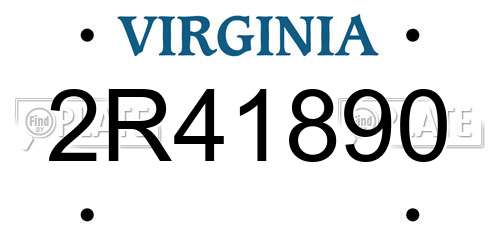 2R41890 Virginia License Plate