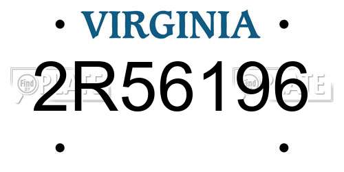 2R56196 Virginia License Plate