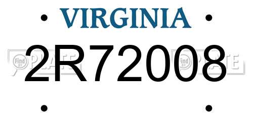 2R72008 Virginia License Plate