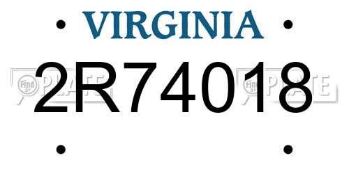 2R74018 Virginia License Plate