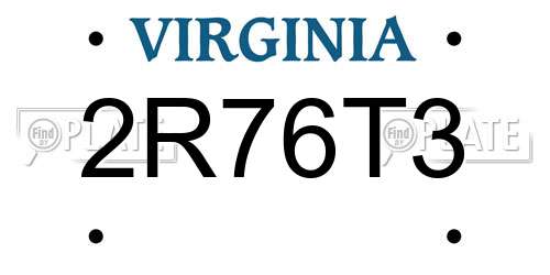 2R76T3 Virginia License Plate