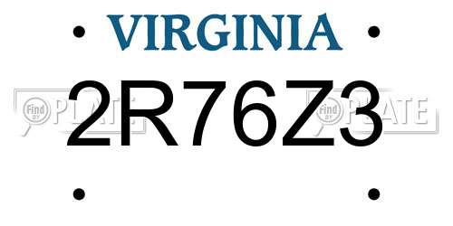 2R76Z3 Virginia License Plate
