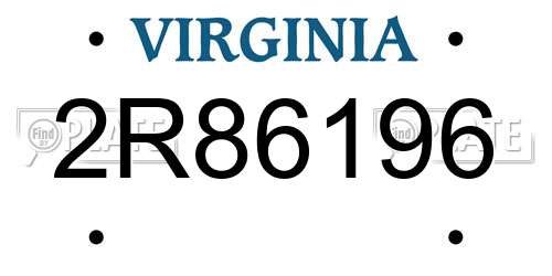 2R86196 Virginia License Plate
