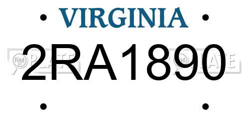 2RA1890 Virginia License Plate