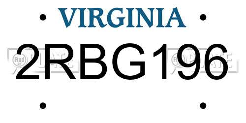 2RBG196 Virginia License Plate