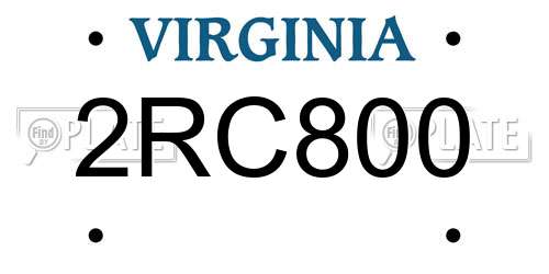2RC800 Virginia License Plate