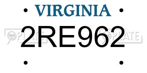 2RE962 Virginia License Plate