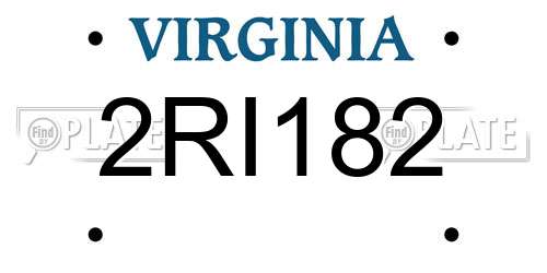 2RI182 Virginia License Plate