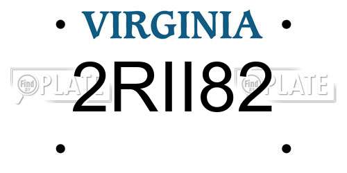 2RII82 Virginia License Plate