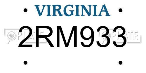 2RM933 Virginia License Plate