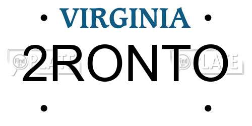 2RONTO Virginia License Plate