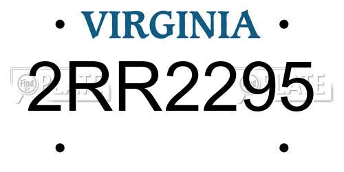 2RR2295 Virginia License Plate