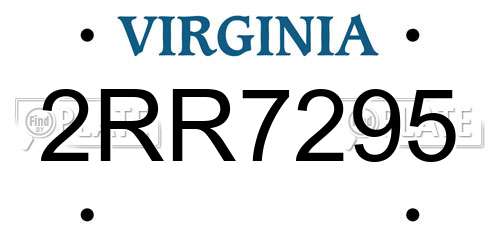 2RR7295 Virginia License Plate