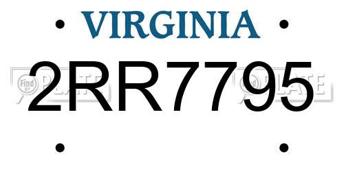 2RR7795 Virginia License Plate