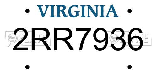 2RR7936 Virginia License Plate